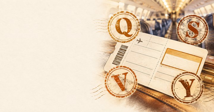 訂位艙等入門:機票上的 Q、S、V、Y 是什麼意思? 封面插畫